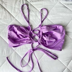 Tie Purple Bra Halter Crop Top
